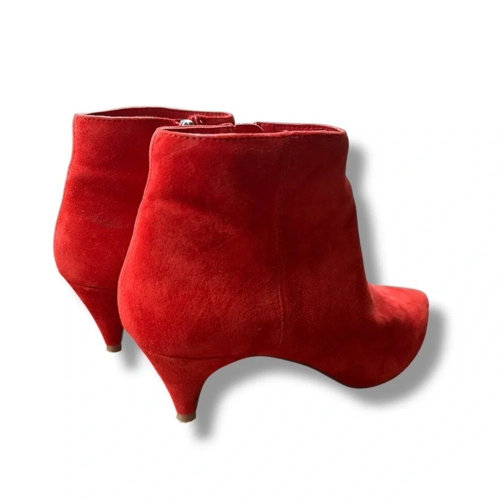 Steve Madden Kasey Red Suede Leather Kitten Heel Ankle Booties | Size 8.5